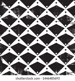 Grunge abstract geometric pattern. Square black and white backdrop.