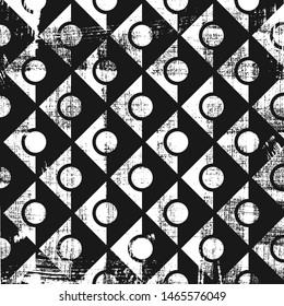 Grunge abstract geometric pattern. Square black and white backdrop.