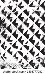 Grunge abstract geometric pattern. Vertical black and white backdrop.