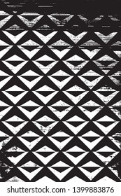 Grunge abstract geometric pattern. Vertical black and white backdrop.