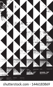 Grunge abstract geometric pattern. Vertical black and white backdrop.