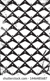 Grunge abstract geometric pattern. Vertical black and white backdrop.
