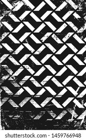 Grunge abstract geometric pattern. Vertical black and white backdrop.