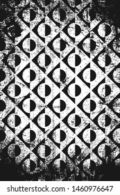 Grunge abstract geometric pattern. Vertical black and white backdrop.