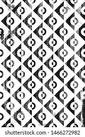 Grunge abstract geometric pattern. Vertical black and white backdrop.