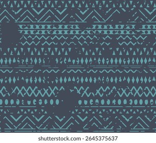 Grunge abstract geometry seamless pattern. Modern tribal pattern with triangles lines and circles; backdrop for textile, home decor, banner, gift wrapping, carpet and rugs.