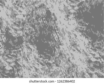 Grunge abstract gray background on white backdrop. Two colors. Monochrome. Rectangular horizontal medium rough design. Vector.
