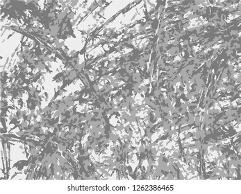 Grunge abstract gray background on white backdrop. Two colors. Monochrome. Rectangular horizontal medium rough design. Vector.