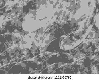 Grunge abstract gray background on white backdrop. Two colors. Monochrome. Rectangular horizontal medium rough design. Vector.