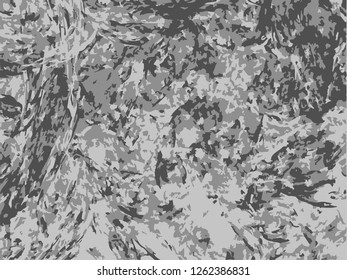 Grunge abstract gray background on white backdrop. Two colors. Monochrome. Rectangular horizontal medium rough design. Vector.
