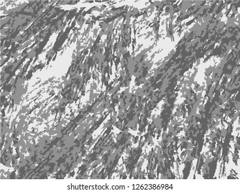 Grunge abstract gray background on white backdrop. Two colors. Monochrome. Rectangular horizontal medium rough design. Vector.