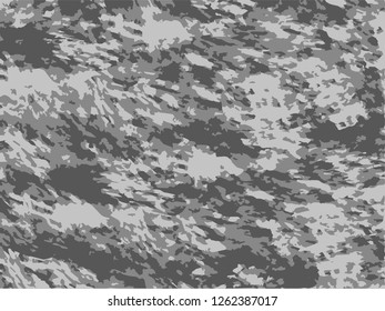Grunge abstract gray background on white backdrop. Two colors. Monochrome. Rectangular horizontal medium rough design. Vector.