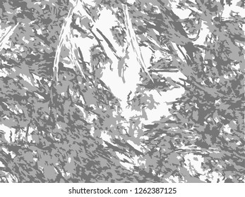 Grunge abstract gray background on white backdrop. Two colors. Monochrome. Rectangular horizontal medium rough design. Vector.