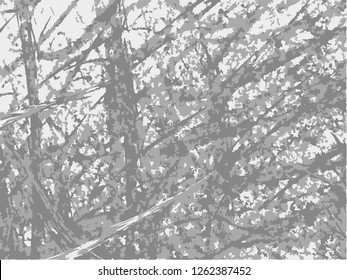 Grunge abstract gray background on white backdrop. Two colors. Monochrome. Rectangular horizontal medium rough design. Vector.