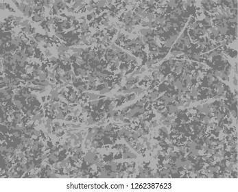 Grunge abstract gray background on white backdrop. Two colors. Monochrome. Rectangular horizontal medium rough design. Vector.