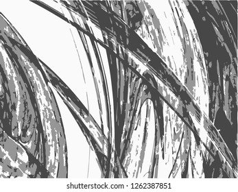 Grunge abstract gray background on white backdrop. Two colors. Monochrome. Rectangular horizontal medium rough design. Vector.