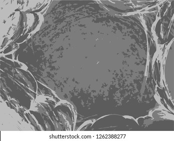 Grunge abstract gray background on white backdrop. Two colors. Monochrome. Rectangular horizontal medium rough design. Vector.