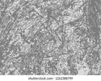 Grunge abstract gray background on white backdrop. Two colors. Monochrome. Rectangular horizontal medium rough design. Vector.