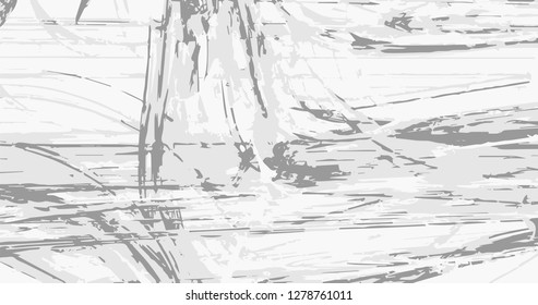 Grunge abstract gray background on white backdrop. Two colors. Monochrome. Rectangular horizontal rough design. Vector.