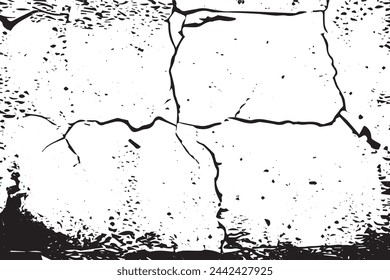 Grunge Abstract Halftone Texture of Cracked Concrete, Stone, or Asphalt