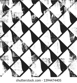 Grunge abstract isometric pattern. Square black and white backdrop.