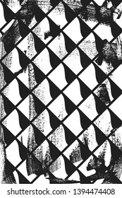 Grunge abstract isometric pattern. Vertical black and white backdrop.