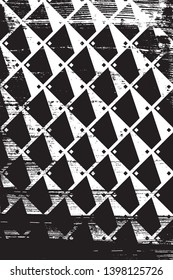Grunge abstract isometric pattern. Vertical black and white backdrop.