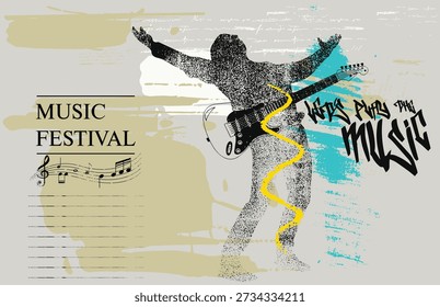 grunge abstract Music illustration, Music grunge pattern, Urban typography hipster street art graffiti slogan. hand draw art grunge, Urban graffiti slogan print.eps