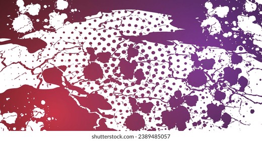 grunge Resplandor de color rosa abstracto con salpicaduras y efectos de medio tono grunge vectorial moderno 