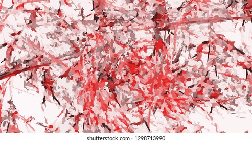 Grunge abstract red black background on white backdrop. Rectangular horizontal rough design. Vector.