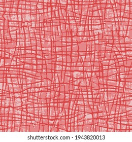 Grunge Abstract seamless Textured cross Checked Motif on red background.