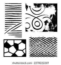 Grunge abstract square set. Element for design poster, cover, invitation, gift card, flyer, social media, promotion.