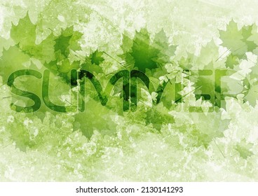 Grunge abstract summer eco background with green leaves. Vector design