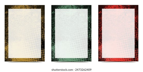 Grunge abstract texture background picture frame border card set vector