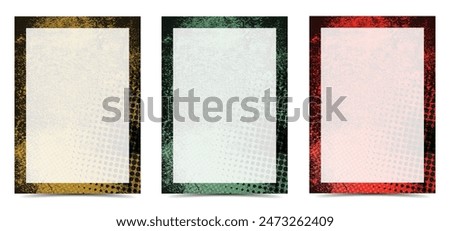 Grunge abstract texture background picture frame border card set vector