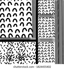 Grunge abstract texture.Vector Background. Simple black and white brush pattern. Scandinavian style, design for wallpaper, fabric, textile.