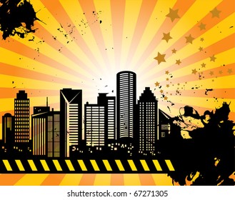 Grunge abstract urban background, vector illustration