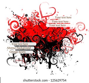 Grunge abstract vector background with hearts