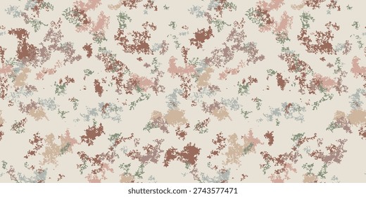 Grunge abstract vector seamless pattern. Marble granite stone texture. Abstract marbled surface in earthy tones. Natural-like repeated background with chaotic spots, dirt, ink paint stains, scratches