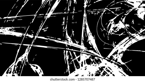 Grunge abstract white background on black backdrop. Two colors. Monochrome. Rectangular horizontal rough design. Vector.