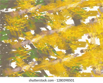 Grunge abstract yellow background on white backdrop. Two colors. Monochrome. Rectangular horizontal rough design. Vector.
