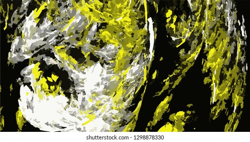 Grunge abstract yellow black background on white backdrop. Rectangular horizontal rough design. Vector.