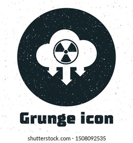 Grunge Acid rain and radioactive cloud icon isolated on white background. Effects of toxic air pollution on the environment.  Vector Illustration