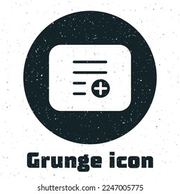 Grunge Add to playlist icon isolated on white background. Monochrome vintage drawing. Vector
