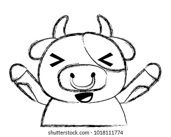 grunge adorable and cheerful cow wild animal