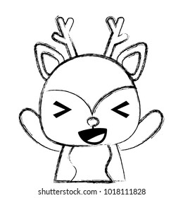 grunge adorable and cheerful deer wild animal