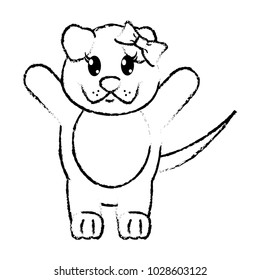 grunge adorable female dog animal with hands up