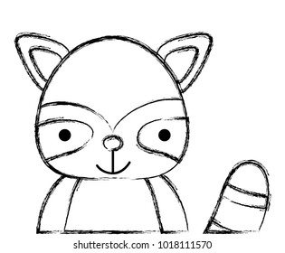 grunge adorable and happy raccoon wild animal