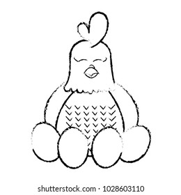 grunge adorable hen farm animal with eggs