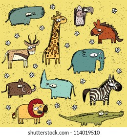 Grunge African Animals Collection No. 1
